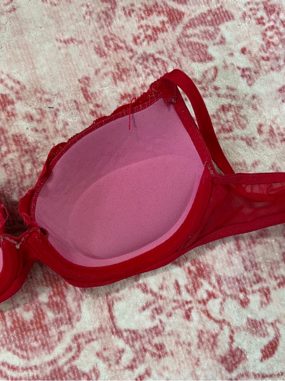 PINK Victoria's Secret Red Lace Underwire Date Push Up Bra - Picture 4 of 6